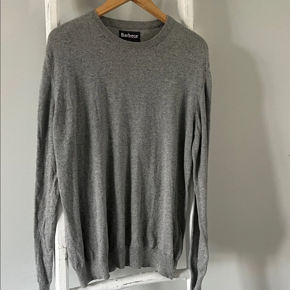 Barbour Men's Classic Gray Crewneck speckled Sweater size large - Picture 4 of 10